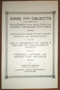 MARCUS GARVEY Pamphlet ~ Aims and Objects of Movement for solution of Negro... - Picture 1 of 8