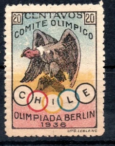 CHILE, CENICIENTA DE 20 CTS., COMITÉ OLIMPIADO BERLIN 1936 - Imagen 1 de 1