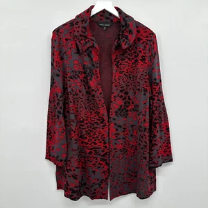 Ming Wang Jacket Blazer Cardigan Size 1X Stretch Animal Print Abstract Statement - Picture 1 of 16