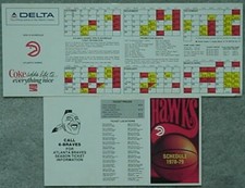 1978-79 ATLANTA FLAMES HOCKEY & HAWKS BASKETBALL COMBO SCHEDULE + HAWKS