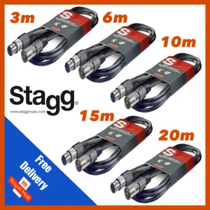 Stagg Microphone Mic Cable SMC 1, 3, 6, 10, 15, 20 Meter XLR Male to XLR Female - Picture 1 of 9