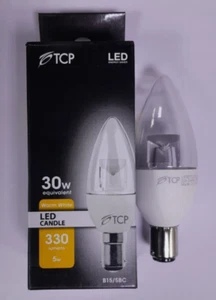 5W (=30W) Clear Candle LED Light Bulb B15 SBC Small Bayonet Cap - Picture 1 of 1