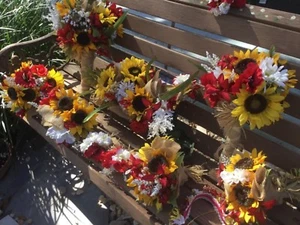 Wedding Flowers Bridal BouquetS decorations Sunflower BURGUNDY 7 Bouquet - Picture 1 of 8