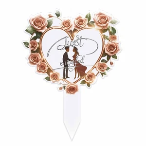 Fuovt Verlobung Tortenaufleger Just Engaged Rot Rosa Acryl 6x3 Zoll 1 Stück - Bild 1 von 7