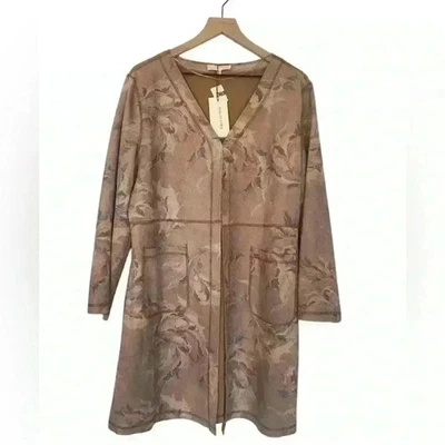 Nuevo con Etiqueta SOLITARIO Anthropologie Vegano Gamuza Floral Polvoriento Rosa Chaqueta Plumero Foto 1 de 4