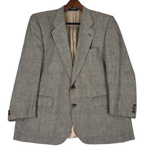 Blazer di seta Burberry vintage cappotto sportivo uomo 44 pied de poule finestra marrone