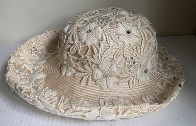 Sombrero de colección Jack McConnell estrás marfil ala ancha iglesia inclinable Foto 1 de 4