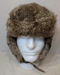 Nice YUKON TRACKS Demin & Rabbit Fur Camo Style Hunting Hat/Cap Sz XL/L - Picture 1 of 9