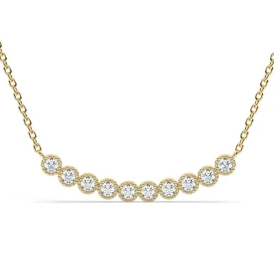 Collar y colgante enchapado en oro amarillo de 14 k creado en laboratorio de corte redondo de 2,00 TCW Foto 1 de 4