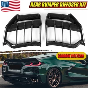 Carbon Black Rear Bumper Fin Diffuser For Corvette C8 Z51 Stingray 2020-2025 - Picture 1 of 10