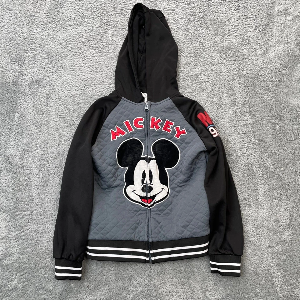 Disney Sudadera con Capucha Niños Negro Gris Acolchada Cremallera Mickey Mouse M90 Gráfico Deportes Niños Foto 1 de 4
