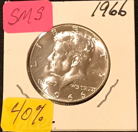 1966 SMS Kennedy Silver  Half Dollar Gem BU Cover