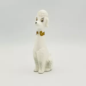 Pudel Hund Figur Napcoware langer Hals Japan 6" 1950er Jahre National Potteries Co. OH - Bild 1 von 10