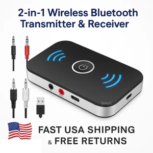 Transmisor Bluetooth 5.0 USB de Audio Receptor Adaptador para TV PC Auto Earbuds - Picture 1 of 12