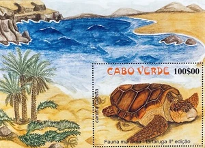 CAPE VERDE SEA TURTLE STAMPS SOUVENIR SHEET OCEAN MARINE LIFE SEA LIFE #788 - Picture 1 of 1