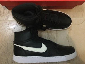 New Nike Ebernon Mid Black White AQ1773 002 Sneakers Shoes Mens Sz 10.5 Rare - Picture 1 of 6