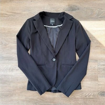 Xoxo Black Padded Shoulder Blazer Button Up Size XS - Image 1 of 4