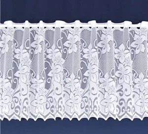 Lynsey white Lace Cafe Net Curtains - sold by the width - free postage - - Picture 1 of 2