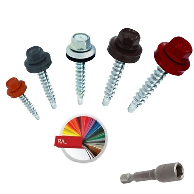 WKRET-MET / KLIMAS Trapezblech Schrauben Bohrschrauben selbstbohrend Dichtscheibe Dach BIT Gratis!