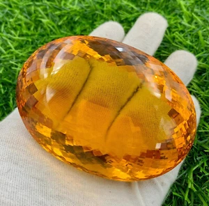 1200 Ct Sparkling Yellow Citrine Color Artificial Top Quality Oval Shape - Picture 1 of 9