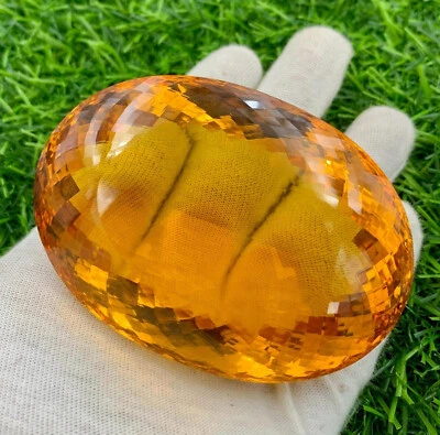 1200 Ct Sparkling Yellow Citrine Color Artificial Top Quality Oval Shape - Image 1 of 4