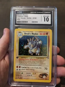 Pokémon TCG 1st Edition Brocks Rhydon Holo 2000 Gym Hero’s #2 CGC 10 *SWIRL* - Picture 1 of 3