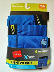 Hanes Lightweight Boxer Briefs 3 Pair Boys Size Medium 10-12 Wicks Moisture New - Picture 1 of 4