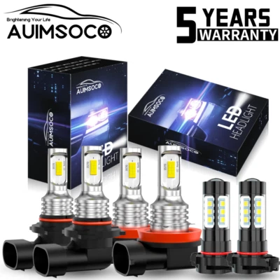 For GMC Sierra 1500 2500 HD 2007-2013 LED High Low Headlight Fog Light Bulbs - Image 1 of 4