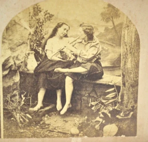 Seltene Stereographie aus dem 19. Jahrhundert - Frauen lieben Waldmusik Gay Interest - Bild 1 von 3