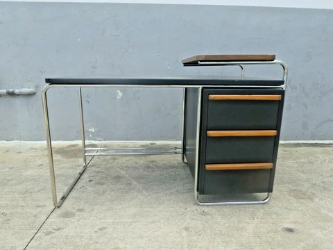 HOWELL WOLFGANG HOFFMAN ART DECO MACHINE AGE TUBULAR CHROME AND WOOD DESK Cover