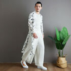 Men Chinese Long Cardigan Jacket Robe Coat Outwear Kimono Loose Cloak Casual Top