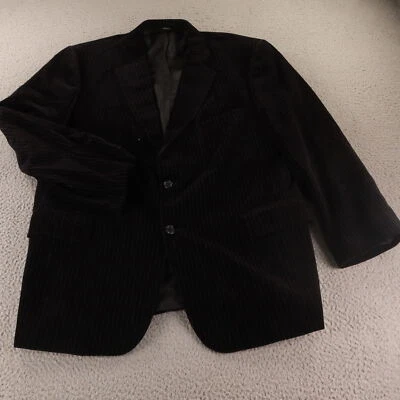 Chaqueta de Terciopelo XL Negro Rayas 100% Algodón Blazer Abrigo Deportivo Jos A Bank 46R Foto 1 de 4