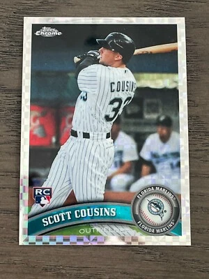 2011 Topps Chrome X-Fractor Scott Cousins Rookie Card #187 Florida Marlins  - Image 1 of 2