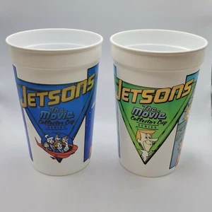 2 Vintage 1990 Wendy's Jetsons The Movie Collectors Plastic Cup Drinking Cups - Picture 1 of 8