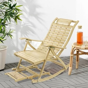 klappbar Schaukelstuhl Holz Loungesessel Gartenliege mit Armlehne Fußmassage DE - Bild 1 von 12
