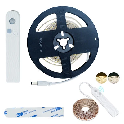 PIR Motion Sensor LED Strip Light 1M 2M 3M Battery Powered Activated White ST859 - Image 1 of 4