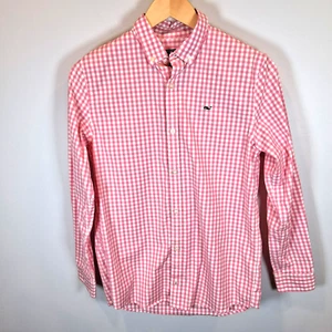 Vineyard Vines Performance The Whale Shirt Boys L (16) Button Down Pink Gingham - Picture 1 of 10