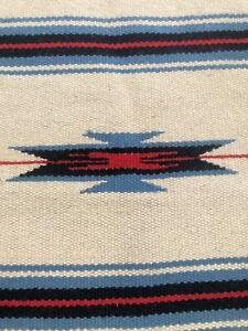 Vintage Wool Ortega's Chimayo, New Mexico Hand woven Mini Rug Placemat Wall Art