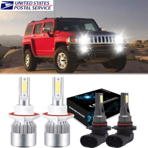 For Hummer H3 2006-2010 LED Headlight Hi/Lo + Fog Light 4 Bulbs Combo Kit - Picture 1 of 12