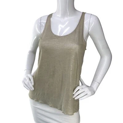 Majestic Paris Womens Size 1 US XS Tank Top Linen Scoop Neck Lightweight Khaki - Image 1 of 4