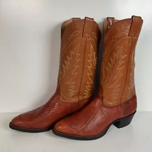 Vintage Nocona Lizard Teju Wingtip Cowboy Boots 11 D Old Black Label - Picture 1 of 24