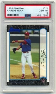 1999 Bowman #321 Carlos Pena Rookie Card PSA 10 Gem Mint Texas Rangers Moneyball - Picture 1 of 2