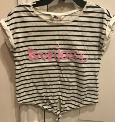 H&M - Bonjour Camisa Rayas Blanco y Negro - Niña - Talla 10-12 años Foto 1 de 3