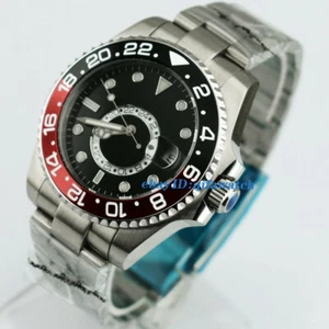 43 mm esfera estéril GMT negro rojo titanio bisel zafiro automático para hombre regalo - Imagen 1 de 5