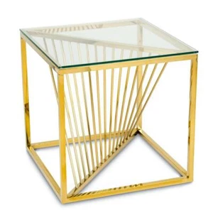 HowHomely Couchtisch Sofatisch Wohnzimmertisch 55x55 cm gold Modern glamour Deko - Bild 1 von 6