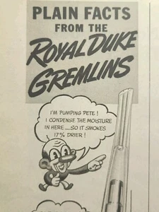 Pipa de tabaco Royal Duke Gremlins hechos lisos Pur-O-Matic anuncio impreso vintage 1943 - Imagen 1 de 6