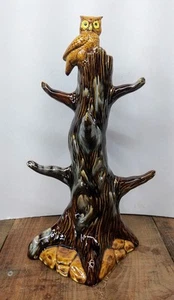 Portavasos Cramer 1979 Cerámica Árbol Búho Sin Tazas 15" Marrón Tostado - Imagen 1 de 14