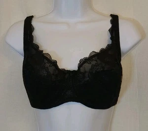 Fredericks Of Hollywood Womens Coquette Scalloped Lace Wire Bra 38DD BLK X59 - Picture 1 of 6