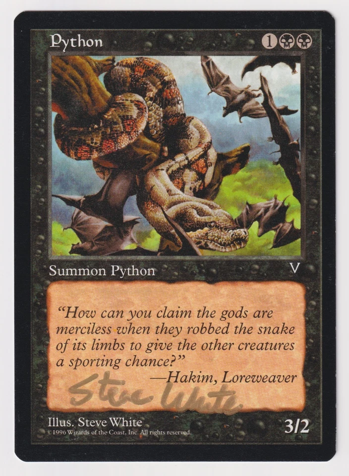 Gold Signed Python LP Visions Artist Steve White 1996 WOTC MTG Magic Vintage! - Image 1 of 2