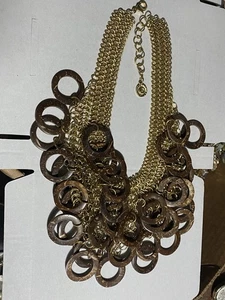 Signierte Graziano Kokosnuss und goldfarbene Latzkette Versand Halskette 16-18 Zoll - Bild 1 von 4